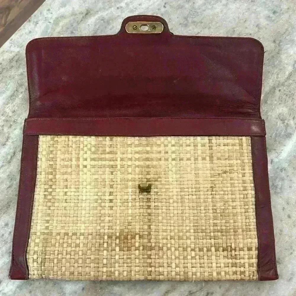 Vintage Etienne Aigner Straw Envelope Clutch